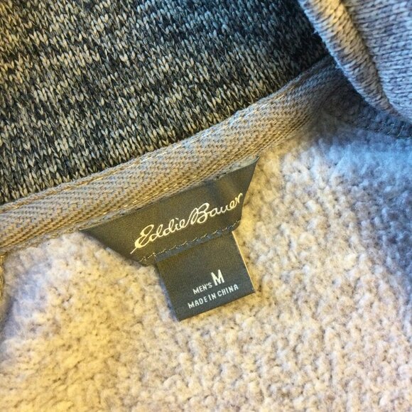 Eddie Bauer 1/4 Zip Fleece Pullover Mens Medium Gray Comfy - Picture 9 of 10
